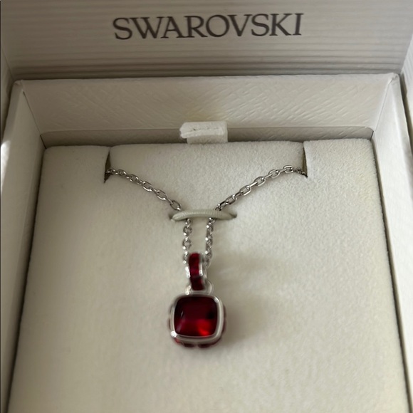Swarovski Jewelry - Swarovski JANUARY RED Silver Crystal Necklace BRAND NEW 16in-1in